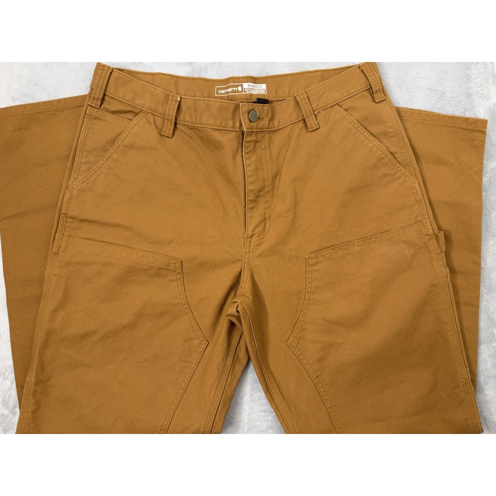 Carhartt Double Knee Duck Pants Mens 38x32 Brown Relaxed Fit Dungarees Utility